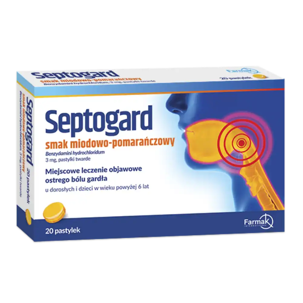 Septogard pastylki smak miodowo-pomarańczowy